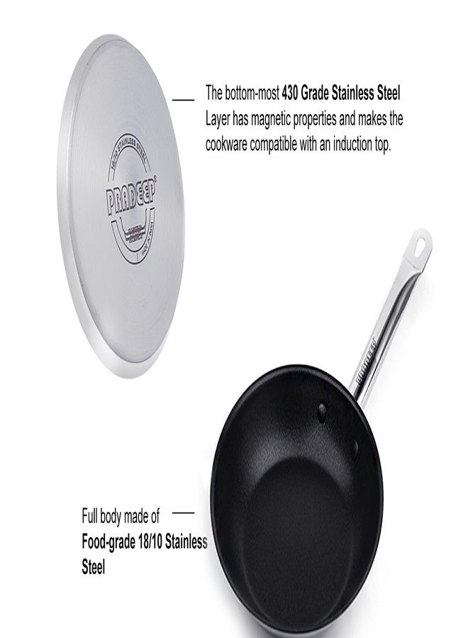 PRADEEP Stainless Steel Amico Non Stick Fry Pan 30CM/2.9Ltr| Induction Base|Omelette Pan|Gas&Induction Compatible|Scratch &Metal Spoon Friendly|Stainless Steel Stay Cool Handles - Image 3